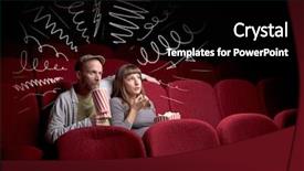  Presentation with movie popcorn - Slides with while watching movie with doodle background and a  colored foreground