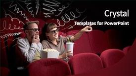  Presentation with movie cinema or theater audience - PPT theme with while watching movie with doodle background and a  colored foreground