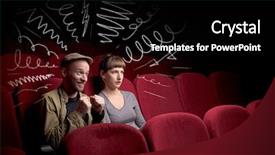  Presentation with movie popcorn - Audience pleasing PPT theme consisting of while watching movie with doodle backdrop and a  colored foreground