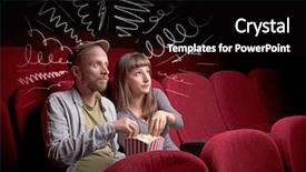  Presentation with movie popcorn - Presentation theme with while watching movie with doodle background and a  colored foreground