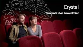  Presentation with movie popcorn - Presentation design consisting of while watching movie with doodle background and a  colored foreground