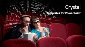  Presentation with popcorn movie - Cool new PPT theme with while watching movie with doodle backdrop and a  colored foreground