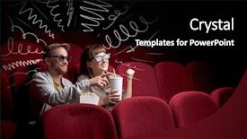 Presentation with movie popcorn - Slide set with while watching movie with doodle background and a  colored foreground