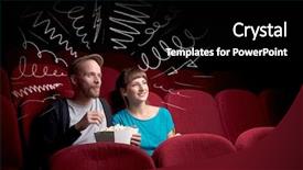  Presentation with movie cinema or theater audience - Audience pleasing presentation design consisting of while watching movie with doodle backdrop and a  colored foreground