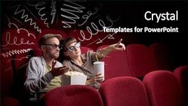  Presentation with popcorn movie - PPT theme featuring doodling - young cute couple sitting background and a black colored foreground