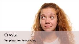  Presentation with ginger - PPT layouts with young cute ginger girl thinking background and a soft green colored foreground