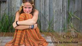  Presentation with hippie - Beautiful presentation theme featuring young-cute-girl-hippie-sitting backdrop and a  colored foreground