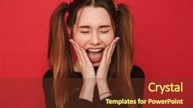  Presentation with young woman diagnosis of sti - Slide deck having young cute screaming woman background and a tawny brown colored foreground