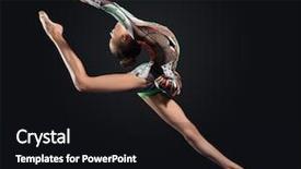  Presentation with show - Cool new slide set with young cute woman in gymnast suit show athletic skill on black background backdrop and a black colored foreground