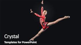  Presentation with black woman - Colorful slides enhanced with competition gymnastics exercises balance - young cute woman in gymnast backdrop and a black colored foreground