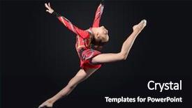  Presentation with black woman - Cool new presentation with competition gymnastics exercises balance - young cute woman in gymnast backdrop and a black colored foreground