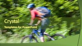  Presentation with rides - Colorful PPT theme enhanced with 18 wheel - young cyclist rides from green backdrop and a tawny brown colored foreground