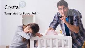  Presentation with baby crying - Theme featuring young dad cannot stand baby background and a  colored foreground