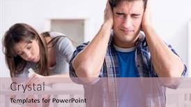  Presentation with crying baby - Slides consisting of young-dad-cannot-stand-baby background and a coral colored foreground