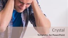  Presentation with baby crying - PPT theme enhanced with young-dad-cannot-stand-baby background and a soft green colored foreground