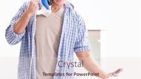  Presentation with newborn baby - Beautiful PPT theme featuring young dad looking after newborn baby backdrop and a lemonade colored foreground