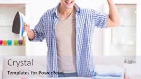  Presentation with newborn baby - Beautiful slides featuring young-dad-looking-after-newborn backdrop and a light blue colored foreground