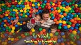  Presentation with young children - PPT layouts with young dad plays with kids background and a tawny brown colored foreground