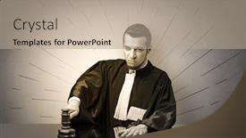  Presentation with decision making - Slide set consisting of young dashing judge in black gown making decision background and a mint green colored foreground