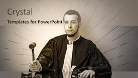  Presentation with decision making - Amazing slide set having young dashing judge in black gown making decision backdrop and a mint green colored foreground