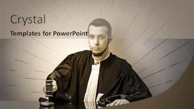  Presentation with decision making - Cool new slide set with young dashing judge in black gown making decision backdrop and a mint green colored foreground