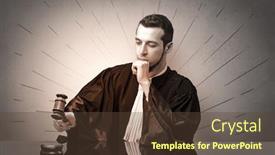  Presentation with decision making - PPT theme consisting of young dashing judge in black gown making decision background and a tawny brown colored foreground