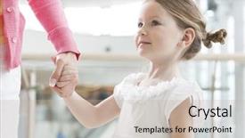  Presentation with young mothers - Slides with young daughter holding mothers hand background and a mint green colored foreground