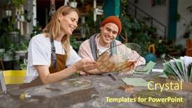  Presentation with craft - PPT layouts enhanced with young-decorators-working-at-craft background and a  colored foreground