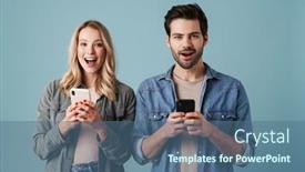  Presentation with man and woman divorce drawing - Colorful presentation design enhanced with young-delighted-man-and-woman backdrop and a ocean colored foreground