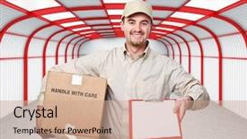  Presentation with off duty law enforcement - Audience pleasing theme consisting of young delivery man on duty backdrop and a coral colored foreground