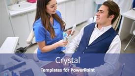  Presentation with toothpaste - Amazing slide deck having young-dentist-shows-to-patient backdrop and a ocean colored foreground