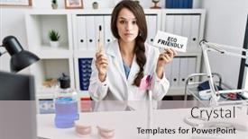  Presentation with eco friendly - Slides consisting of young-dentist-woman-holding-eco background and a light gray colored foreground