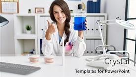  Presentation with dentist - Presentation having young-dentist-woman-holding-mouthwash background and a white colored foreground
