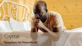  Presentation with black man - Slides with young-depressed-black-man background and a coral colored foreground