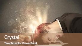  Presentation with depressed - Slide deck having young depressed business person laying background and a coral colored foreground