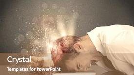  Presentation with thoughts - Amazing slide set having young depressed business person laying backdrop and a coral colored foreground