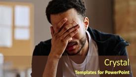  Presentation with depressed - Presentation having young-depressed-man-touching-face background and a tawny brown colored foreground