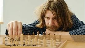  Presentation with long hair man - Presentation theme having young-depressed-man-with-beard background and a gold colored foreground