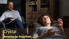  Presentation with depressed - Presentation theme enhanced with young-depressed-woman-describing-mature background and a tawny brown colored foreground