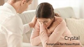  Presentation with depressed - Amazing PPT layouts having young depressed woman with boyfriend backdrop and a coral colored foreground