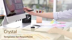  Presentation with graphic - Audience pleasing theme consisting of young designer drawing sketches backdrop and a cream colored foreground