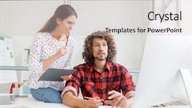  Presentation with diverse group of children reading - Cool new PPT theme with young designers or architects reading backdrop and a  colored foreground