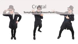  Presentation with detective - Slide deck having young-detective-in-black-coat background and a sky blue colored foreground