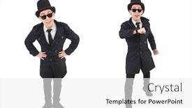  Presentation with detective - Theme having young-detective-in-black-coat background and a white colored foreground