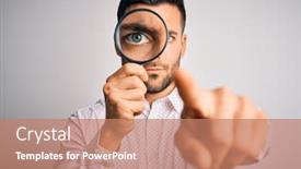  Presentation with detective magnifying glass - Colorful theme enhanced with young-detective-man-looking-through backdrop and a coral colored foreground