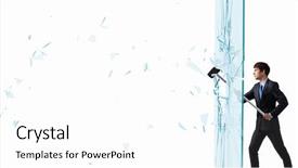  Presentation with glass ceiling shattered - Audience pleasing presentation consisting of bright red-haired girl with red lips and in a hat talking on the phone and smiling backdrop and a light gray colored foreground