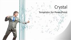  Presentation with karate - Amazing PPT theme having young determined businessman breaking glass backdrop and a white colored foreground