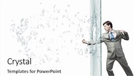  Presentation with karate - Presentation theme consisting of young determined businessman breaking glass background and a white colored foreground