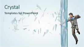  Presentation with breaking news of cancer - Beautiful PPT theme featuring young determined businessman breaking glass backdrop and a sky blue colored foreground