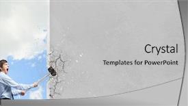  Presentation with wall street price - Theme enhanced with young determined businessman breaking wall background and a  colored foreground